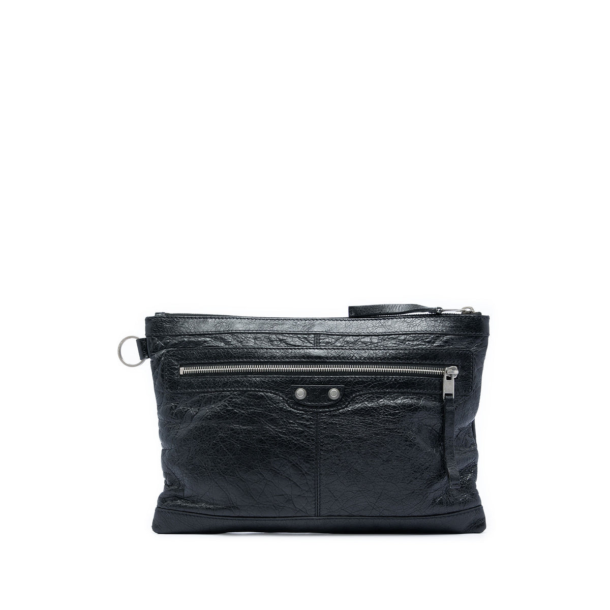 Lambskin Motocross Classic Clip Clutch M Black - Lab Luxury Resale