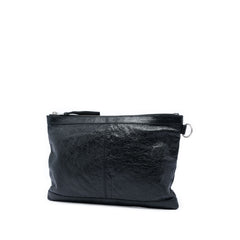 Lambskin Motocross Classic Clip Clutch M Black - Lab Luxury Resale