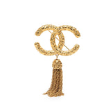 Pre-Owned Chanel Gold Plated CC Logo Tassel Lava Fringe Brooch