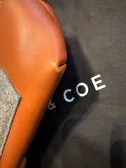Monte & Coe Italian Wool Tote in Grey & Cognac NEW