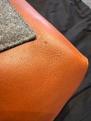 Monte & Coe Italian Wool Tote in Grey & Cognac NEW