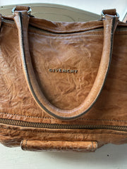 Givenchy Large Pepe Tan Pandora bag with structured design and top handles, crafted in tan leather.