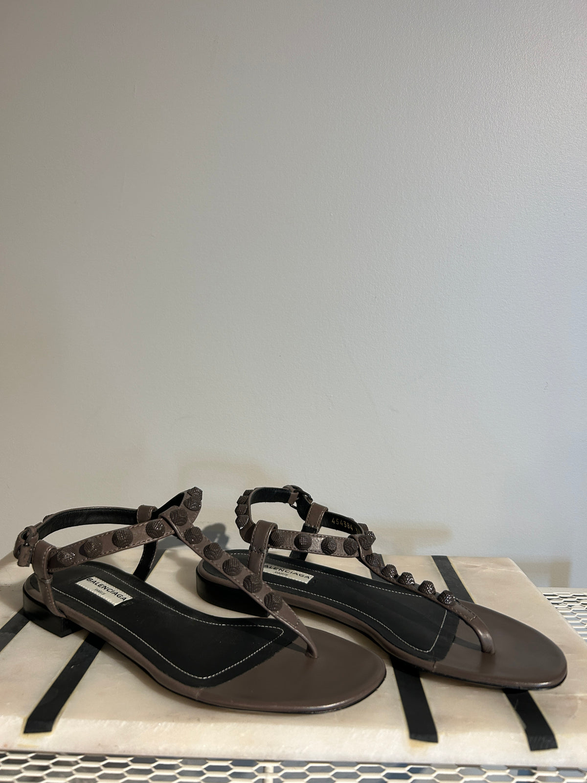 Balenciaga Arena sandals in size 35.5, showcasing stylish shoes with bold design and premium materials.