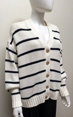 Jenni Kayne striped cardigan made of soft knit fabric, featuring long sleeves and a relaxed fit for casual wear.