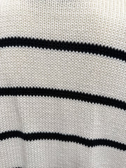 Jenni Kayne striped cardigan with a cozy knit texture, featuring neutral tones and a relaxed fit, perfect for casual wear.