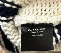 Jenni Kayne striped cardigan, lightweight knit with horizontal beige and cream stripes, casual and stylish clothing.