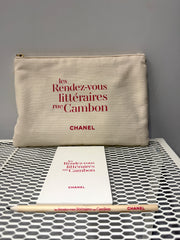 CHANEL Les rendez-vous litteraires rue cambon clutch with notebook and pencil
