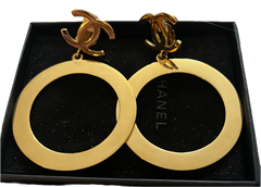 Pre-Owned Chanel Vintage gold hoop earrings Karl Lagerfeld Era