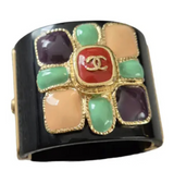 Pre-Owned Chanel Vintage Black Gripoix Maltese Cross Cuff bracelet - LAB