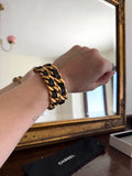 Pre-Owned Chanel Vintage 1995 Gold Double Leather Chain Cuff Bracelet