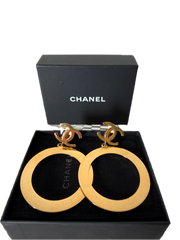 Pre-Owned Chanel Vintage gold hoop earrings Karl Lagerfeld Era