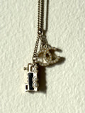 Pre-Owned Chanel Black and Silver Coco Mark Train Necklace - LAB