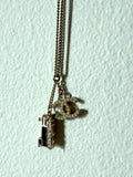 Pre-Owned Chanel Black and Silver Coco Mark Train Necklace - LAB