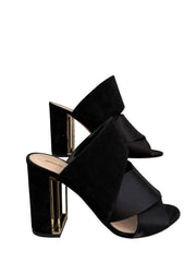 Black Nicholas Kirkwood Nini mules in size 38, featuring sleek design and pointed toe, on a neutral background.