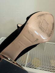 Black Nicholas Kirkwood Nini mules in size 38, featuring sleek design and stylish slip-on shoes, displayed on a plain background.