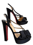 Christian Louboutin Satin Bow Slingback Disco Noeud Platform Sandals Size 37.5