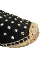 Yves Saint Laurent Espadrille Stud Boot in size 37.5, black leather shoes with studded detailing and espadrille sole.