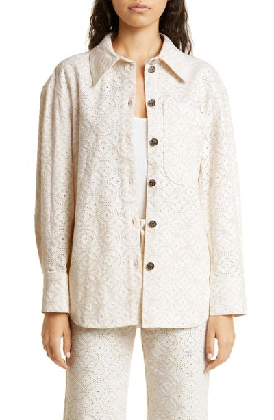 BAUM UND PFERDGARTEN Mahina Organic Cotton Eyelet Shirt Jacket Size 36/4