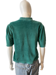 Suzie Kondi Velour Emerald Puff Shoulder Mock Neck Tee Size M