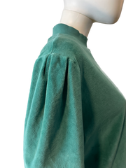 Suzie Kondi Velour Emerald Puff Shoulder Mock Neck Tee Size M