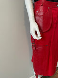 CHRISTIAN DIOR 2003 Red Bondage Midi Skirt Size 6-Skirts-LAB