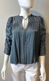 ULLA JOHNSON Teal Blouse with embroidery Size 2