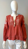 Ulla Johnson Embroidered Cotton Blouse Size 2-Tops-LAB