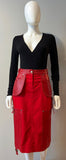 CHRISTIAN DIOR 2003 Red Bondage Midi Skirt Size 6