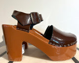 No.6 Store Brown Patent Peep Toe Jane Clog Size 37