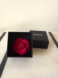 CHANEL Red Jacquard Camellia Brooch P21 NEW - LAB