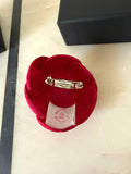 CHANEL Red Jacquard Camellia Brooch P21 NEW - LAB