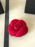 CHANEL Red Jacquard Camellia Brooch P21 NEW - LAB