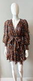 Ulla Johnson Natalia Printed Long-Sleeve Short Dress in Umber Size 2