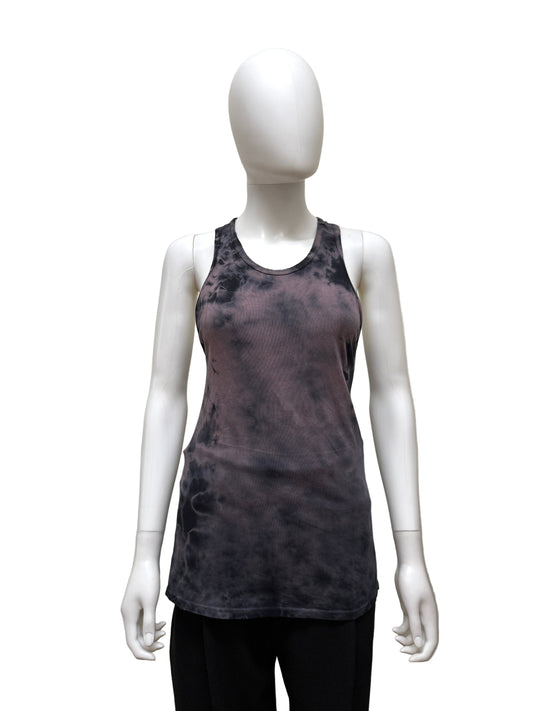 Raquel Allegra cotton tie-dye tank top with sleeveless design and relaxed fit, featuring vibrant blue and white tie-dye pattern.