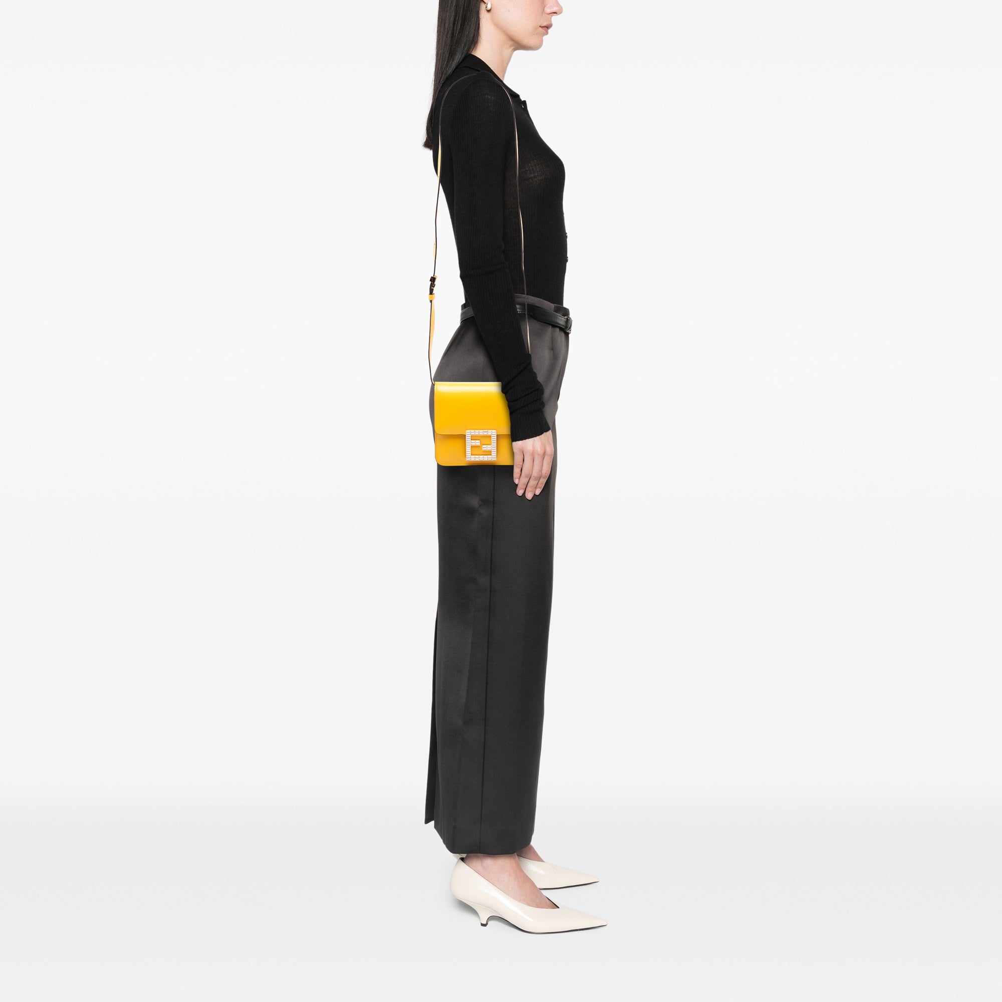 Leather Crystal Fab Crossbody Yellow - Lab Luxury Resale