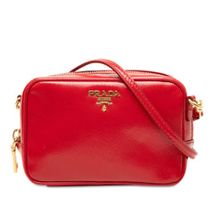Mini Saffiano Vernice Camera Bag Red - Lab Luxury Resale