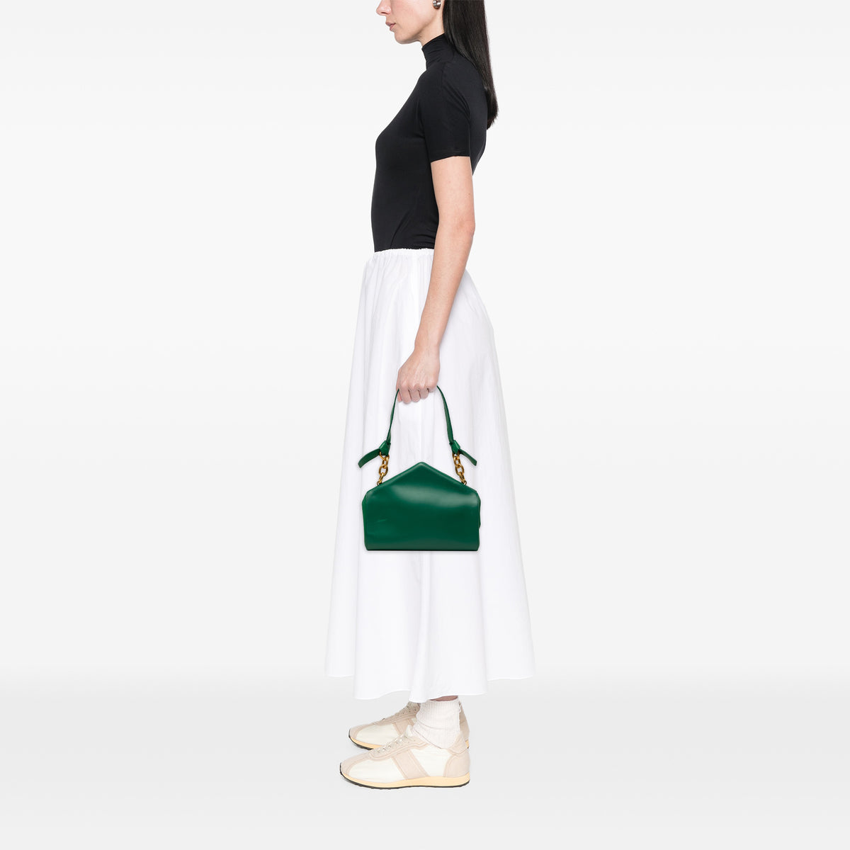 Calfskin The Tip Shoulder Bag Green - Lab Luxury Resale