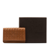 Intrecciato Flap Card Holder Brown - Lab Luxury Resale