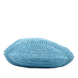 Raffia Effect Crochet Logo Embroidered Shopping Tote Blue - Lab Luxury Resale
