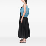 Raffia Effect Crochet Logo Embroidered Shopping Tote Blue - Lab Luxury Resale