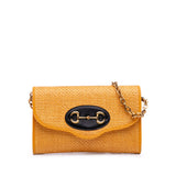 Raffia Horsebit 1955 Chain Crossbody Yellow - Lab Luxury Resale