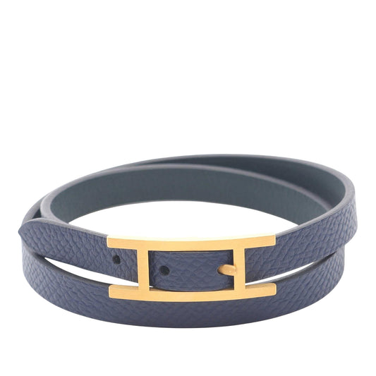Epsom and Swift Behapi Double Tour Bracelet Blue - Lab Luxury Resale