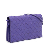 Intrecciato Wallet On Strap Purple - Lab Luxury Resale