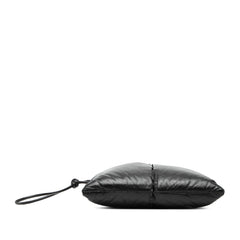 Black Bottega Veneta Leather Intrecciato padded square pouch with sleek design, perfect for stylish storage.