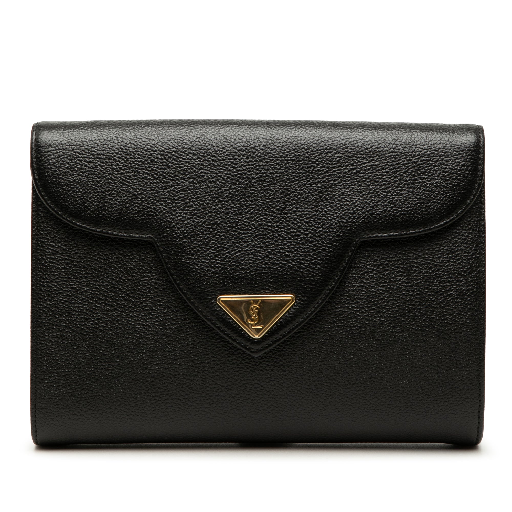 Grained Calfskin Clutch Black - Lab Luxury Resale