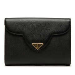 Grained Calfskin Clutch Black - Lab Luxury Resale