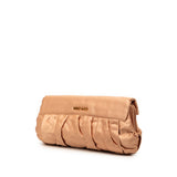 Pleated Satin Flap Clutch Brown - Lab Luxury Resale