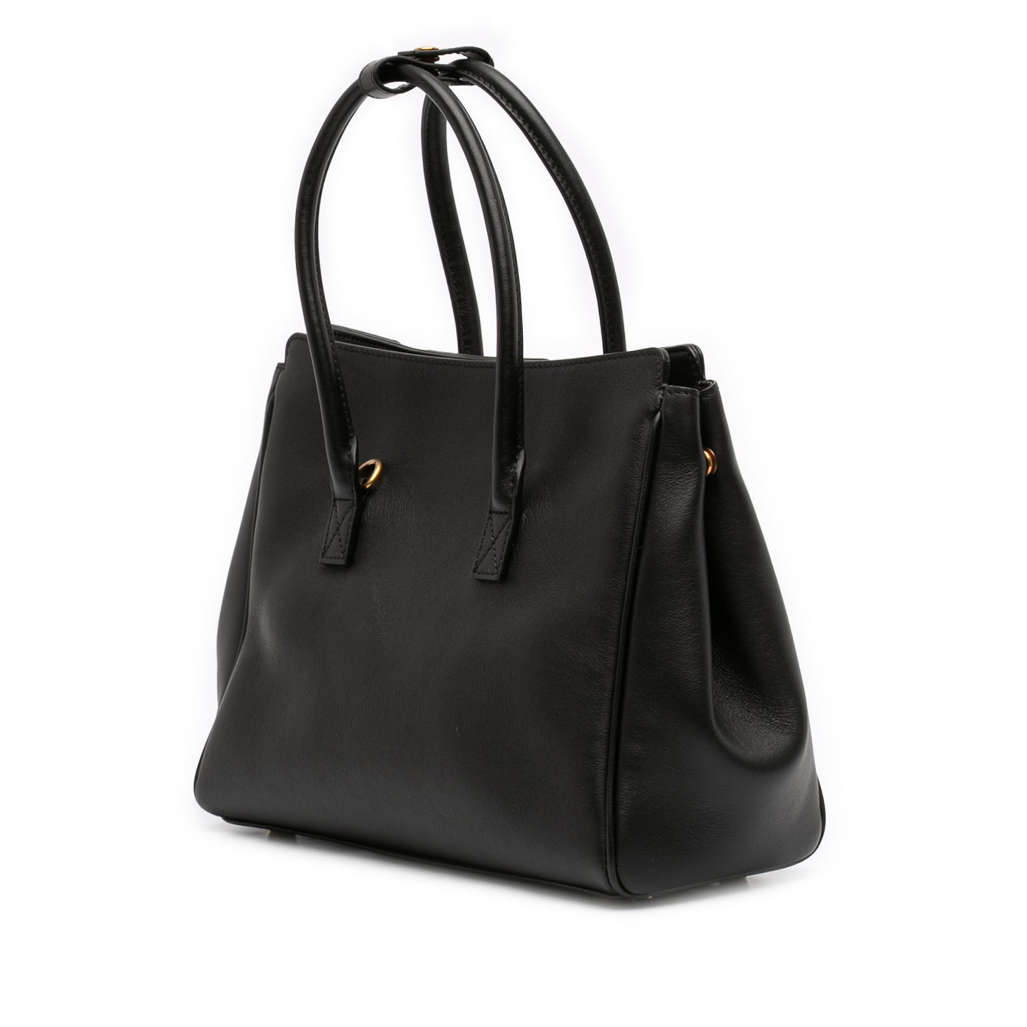 Mini Smooth Calfskin Hampton Carry All Satchel Black - Lab Luxury Resale