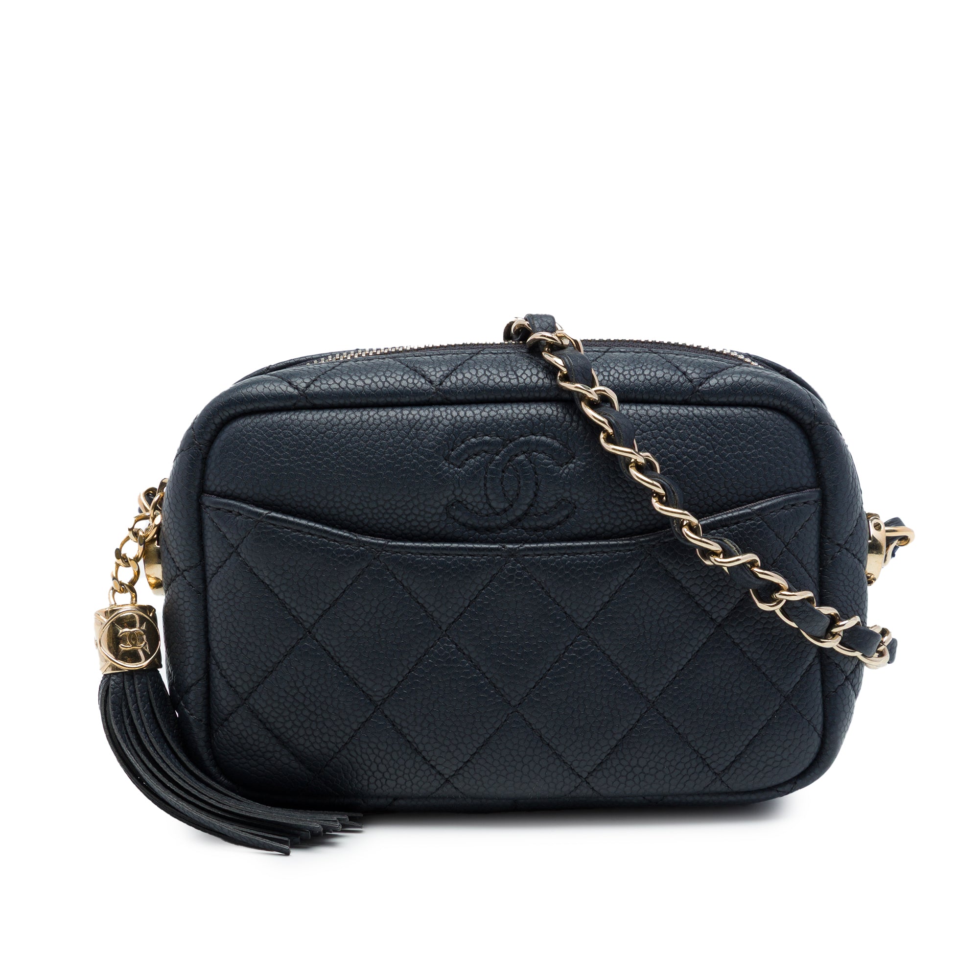 Mini Quilted Caviar Coco Tassel Camera Case Black - Lab Luxury Resale