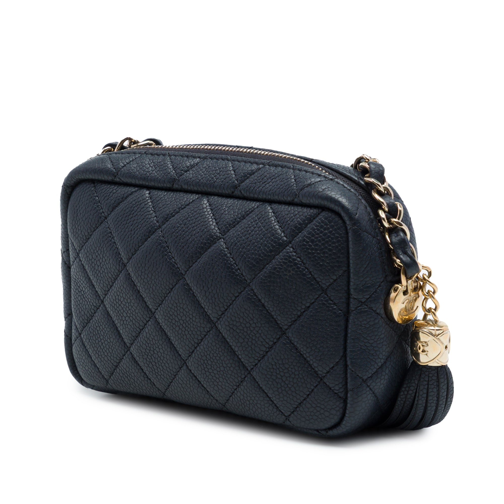 Mini Quilted Caviar Coco Tassel Camera Case Black - Lab Luxury Resale